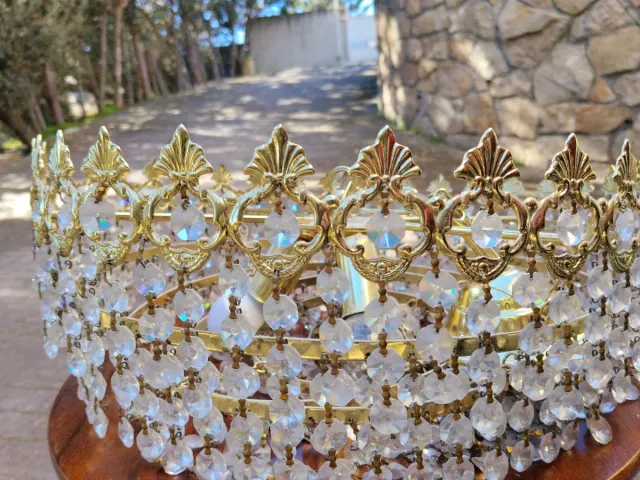 Lámpara de techo de cristal dorada