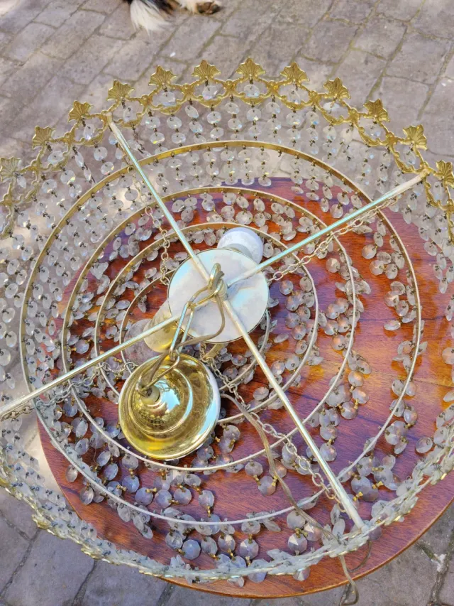 Lámpara de techo de cristal dorada