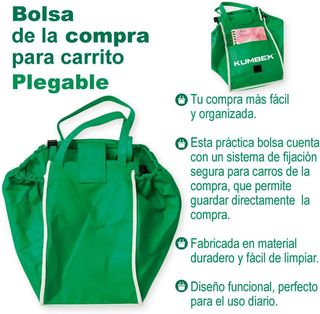 Bolsa Carrito Compra Plegable Verde KUMBEK