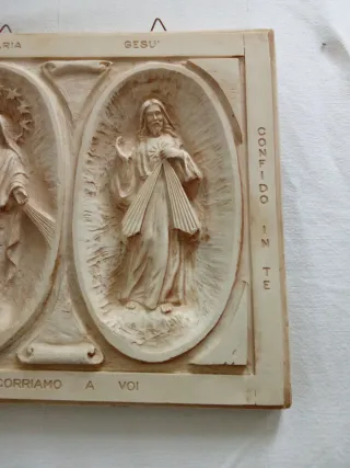 Quadro bassorilievo Sacra Famiglia Gesù 24 x 27,5