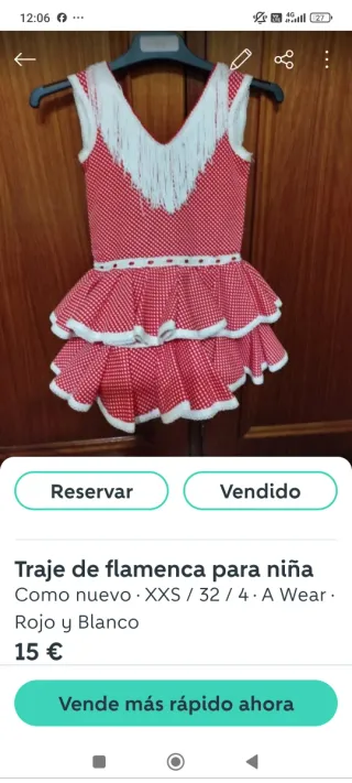 Traje Flamenca Niña Rojo y Blanco