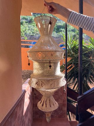 Pantalla lámpara colgante macramé vintage