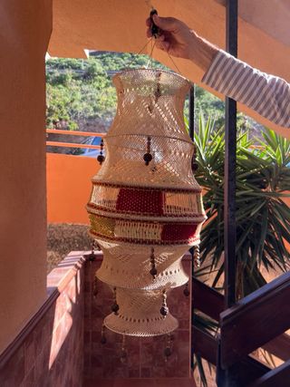 Pantalla lámpara colgante macramé vintage