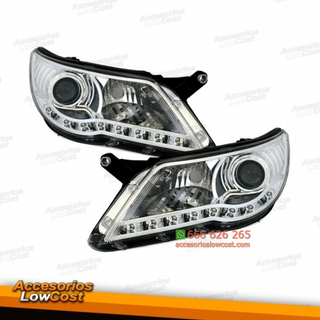 FAROS LUZ DIURNA LED TIGUAN 07-11 CRISTAL CLARO-C