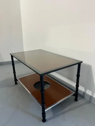 Mesa camilla cristal y madera