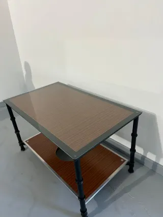 Mesa camilla cristal y madera