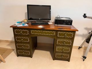 Escritorio madera maciza deco vegetal
