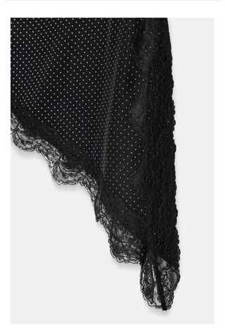 Top Zara lunares asimétrico encaje