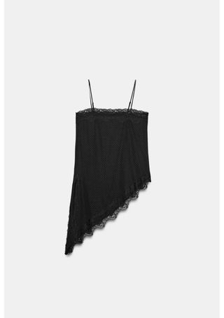 Top Zara lunares asimétrico encaje