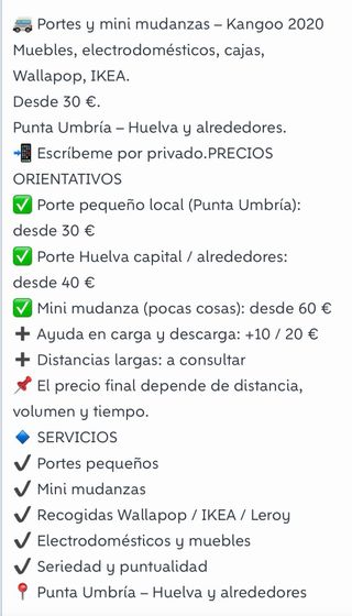 SERVICIO DE FURGONETA  Tel 600831599