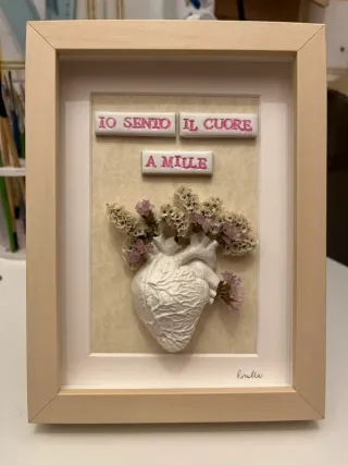 Quadro fatto a mano cuore fiori