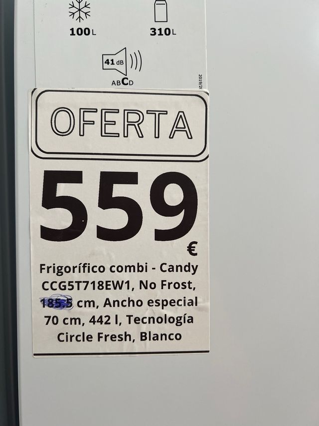 Frigorífico Candy CCG5T718EW1 No Frost Blanco