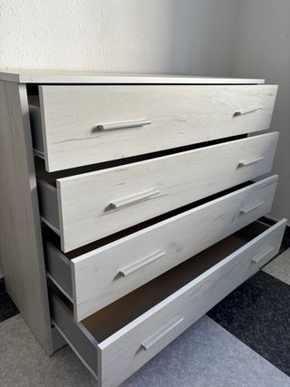 Cómoda Moderna 4 Cajones Madera y Metal