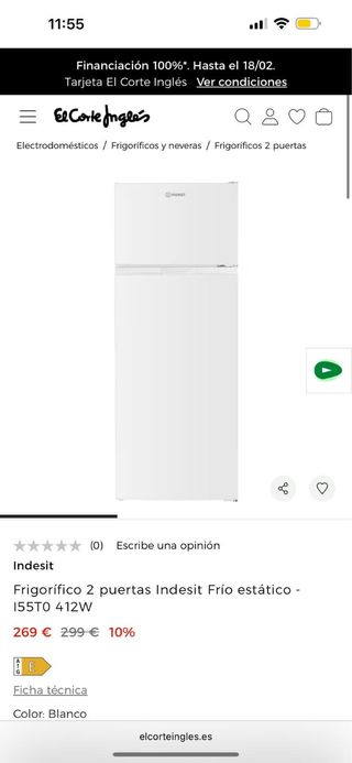 Frigorífico Indesit 2 puertas blanco