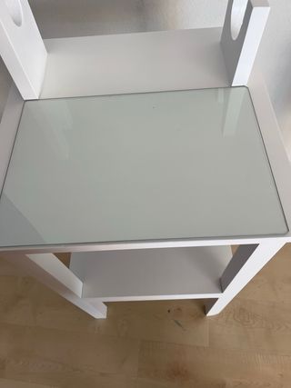 Mueble jamonero madera blanco con cristal