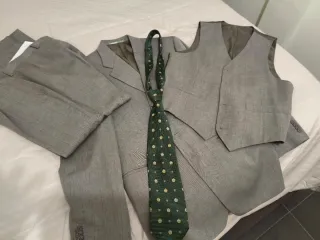 Traje de hombre 3 piezas gris y verde