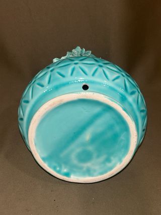 Jarrón Cerámica Manises Turquesa Flores