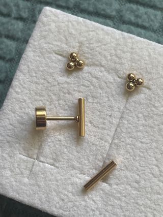 Pack 2 pares pendientes oro