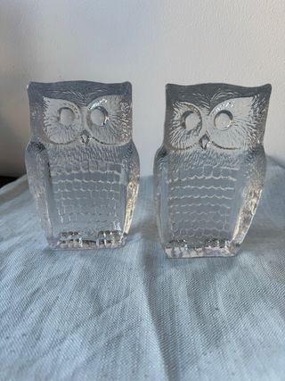 Coppia di gufi in cristallo artistico La Torrasa
