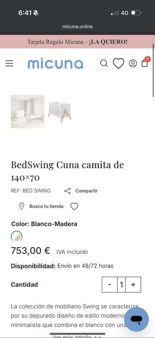 Cuna convertible blanca y madera