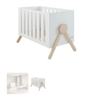 Cuna convertible blanca y madera