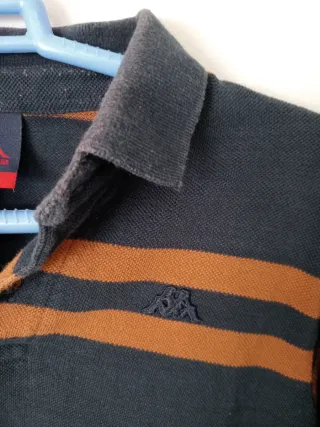 Polo Kappa rayas azul marino y marrón manga larga