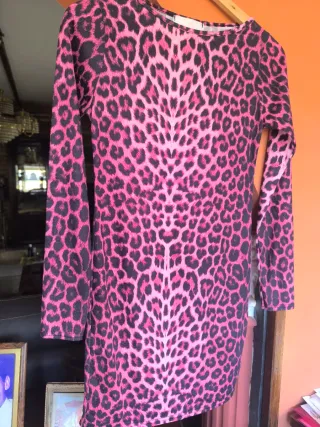 Vestido estampado leopardo rosa