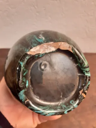 Vaso vintage ceramica nero e verde