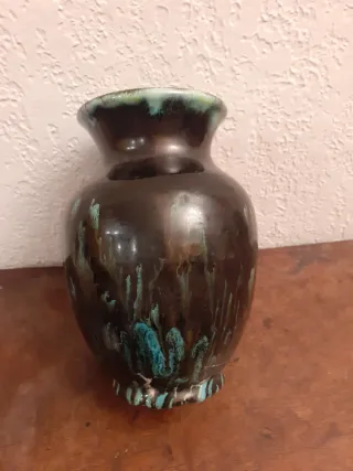 Vaso vintage ceramica nero e verde