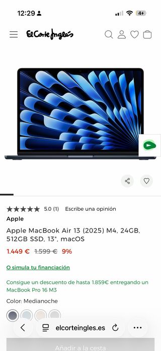 MacBook Air 13 M4 24GB 512GB SSD (2025) SIN ABRIR