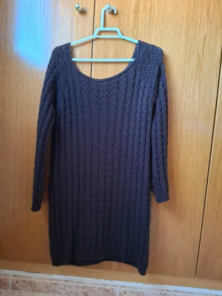 Vestido de lana tejido marrón