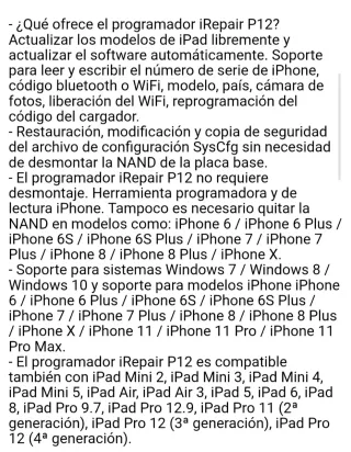 Irepair P12 Programador Actualización iPhone iPad
