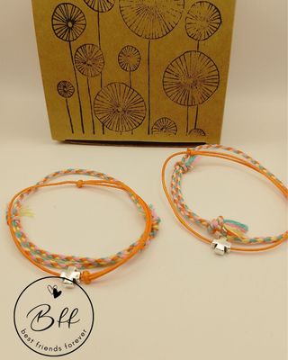 Pulseras BFF mod 14, naranja y multicolor