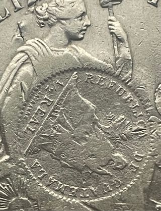 1 Sol 1891, Perú. Resello 1/2 real Guatemala 1894