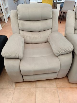 Sofás Reclinables Tela Beige/Gris