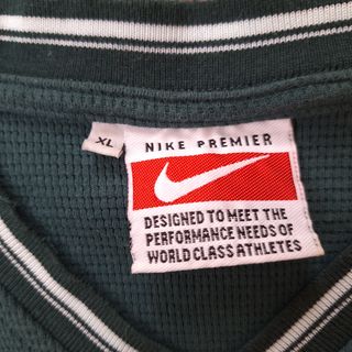 Vintage Nike Premier V-Neck Top Green Waffle Knit