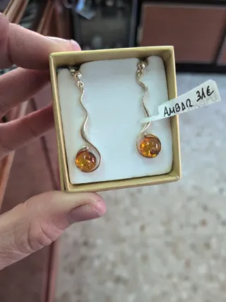 Pendientes Plata 925 y Ámbar Largos
