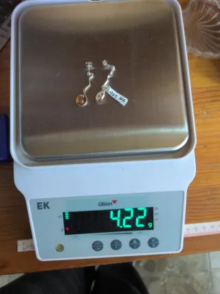 Pendientes Plata 925 y Ámbar Largos