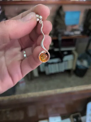 Pendientes Plata 925 y Ámbar Largos