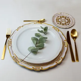 BajoPlato PVC Blanco/Dorado