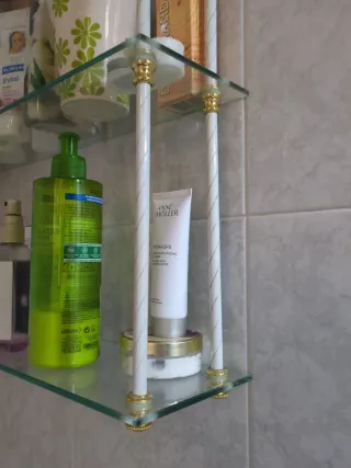 Estantería Baño Cristal y Metal Dorada
