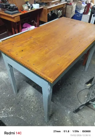 Mesa tocinera madera 2 cajones