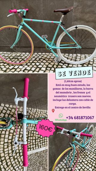 Bicicleta Fixie Mint con Ruedas de Colores