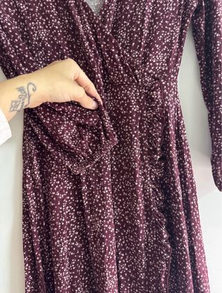 Vestido estampado floral burdeos Pull&Bear