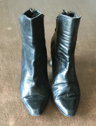 Botines Zara Talla 37.5 Tacón Metalizado