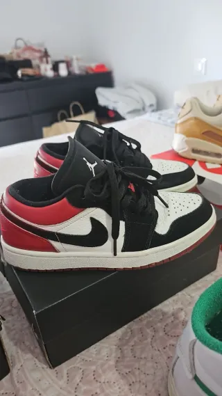 Jordan 1 Low Zapatillas Negras Rojas Blancas
