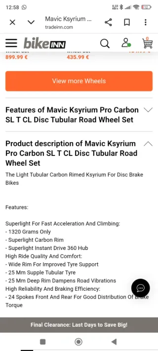 Ruedas Mavic Ksyrium Pro Carbon SLT CL Disc Tubula
