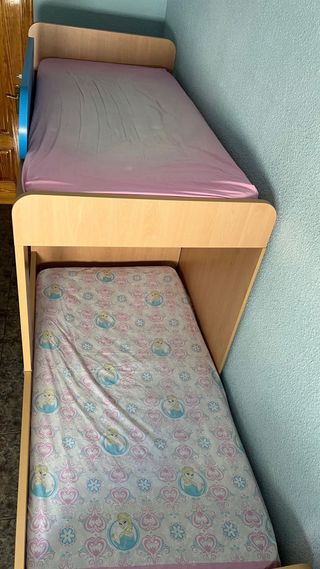 Litera tren con cama nido y almacenaje+escritorio.