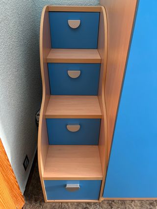 Litera tren con cama nido y almacenaje+escritorio.