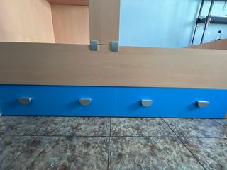 Litera tren con cama nido y almacenaje+escritorio.